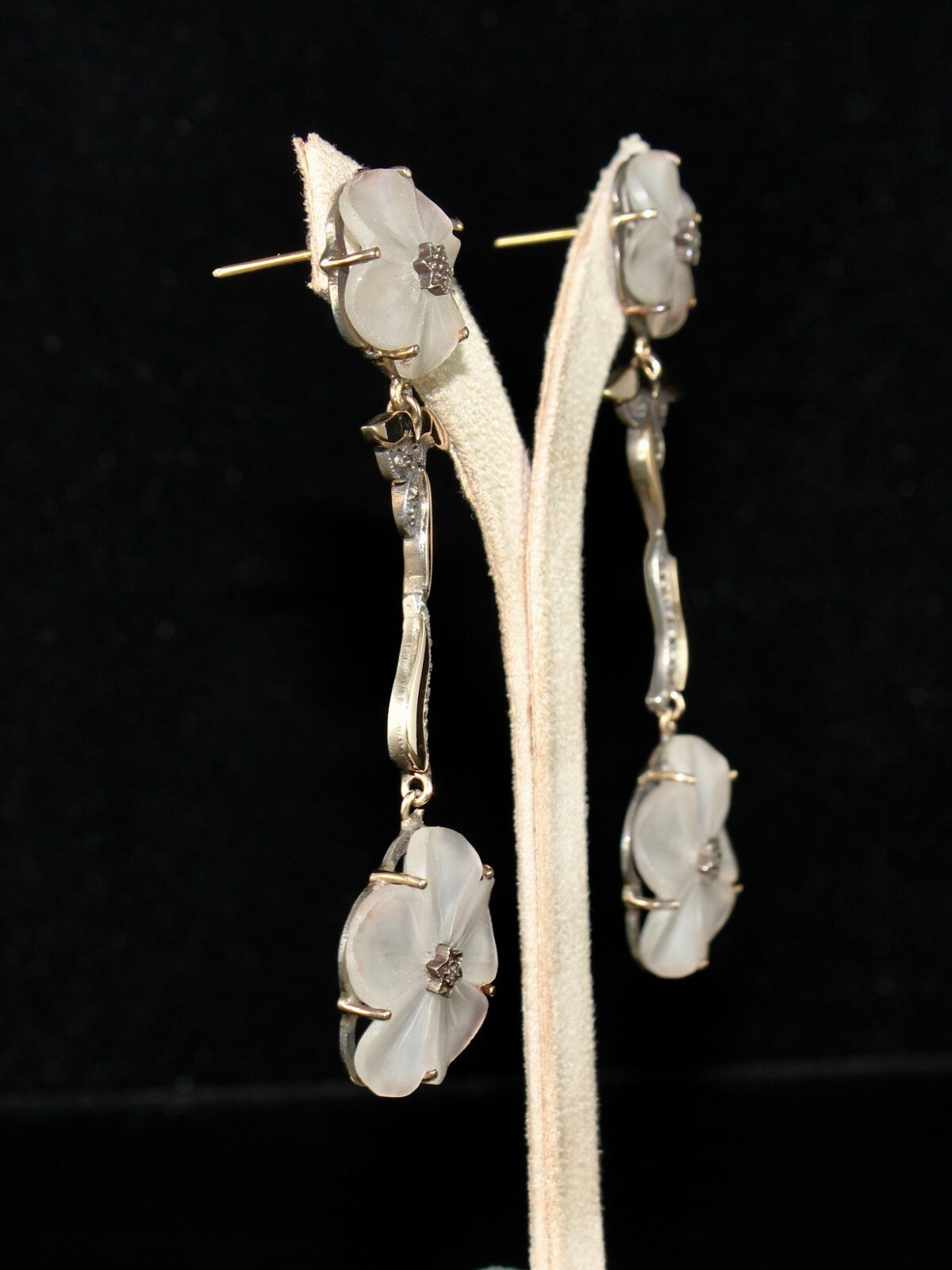 Certified Natural Rock Crystal Quartz 114.7ct Sterling Silver Victorian Earrings