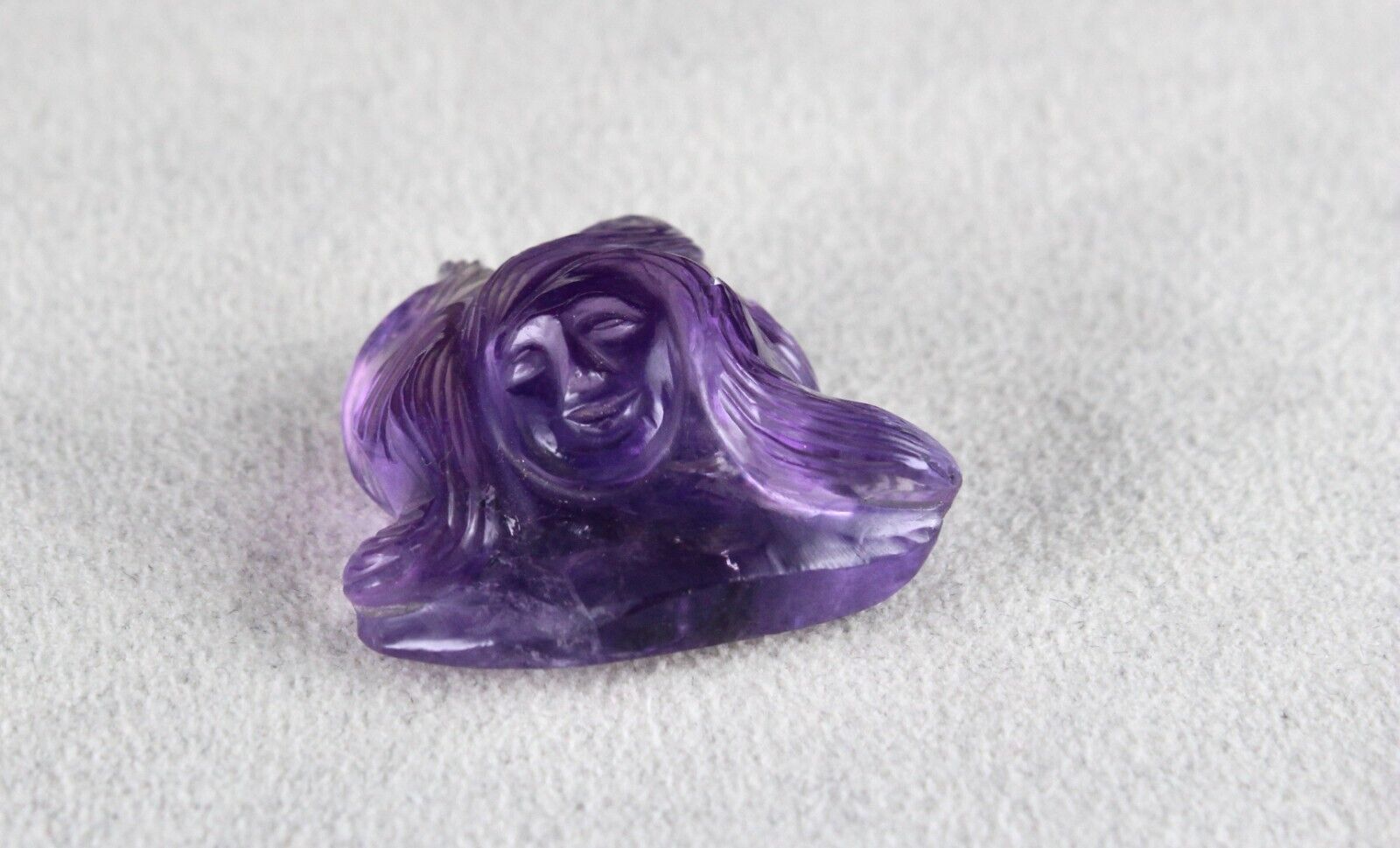 NATURAL BRAZILIAN AMETHYST LADY CARVED 46.89 CTS GEMSTONE PENDANT DESIGNING