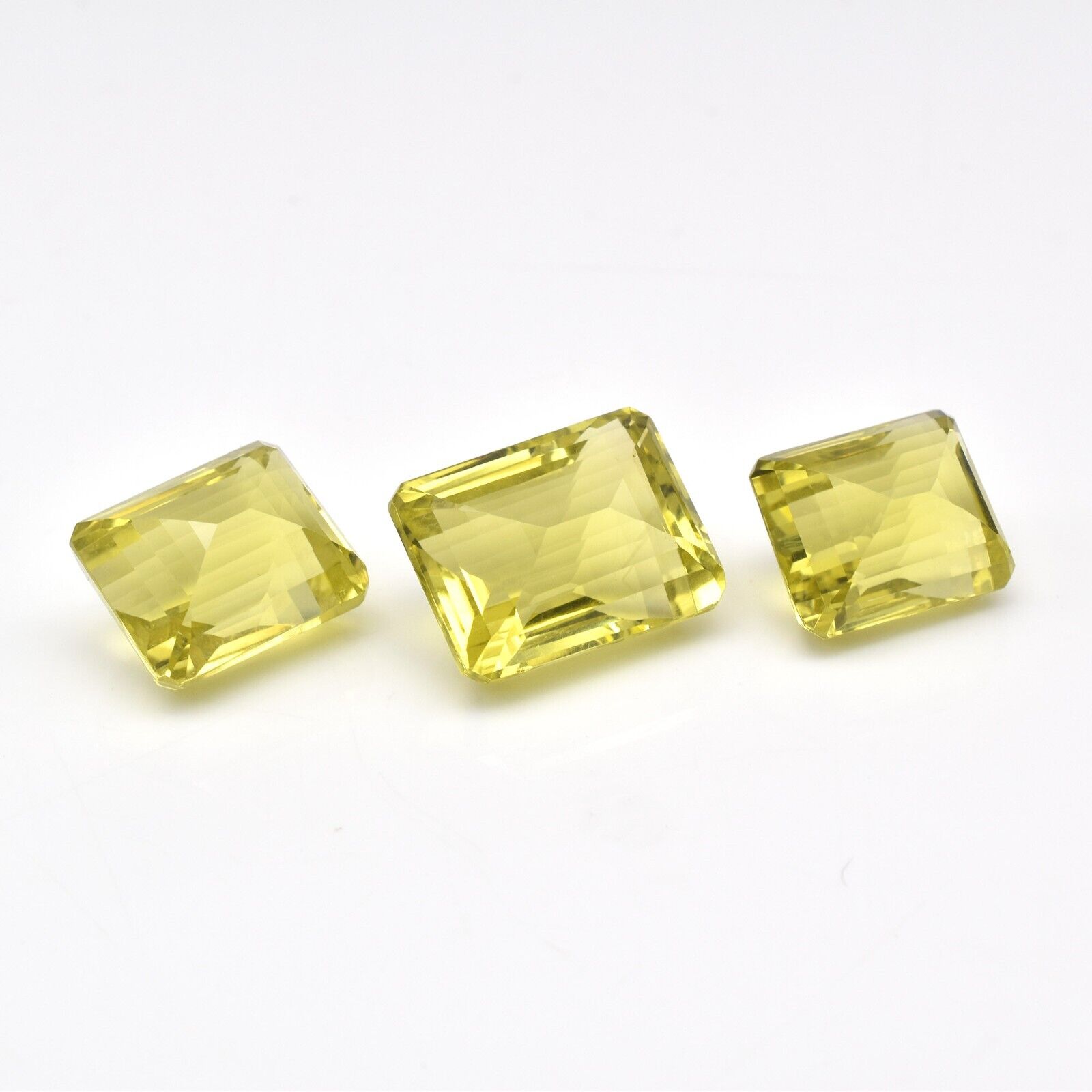 Natural Green Gold Lemon Quartz Octagon Cut 78.75 Ct Gemstone Earring Pendant