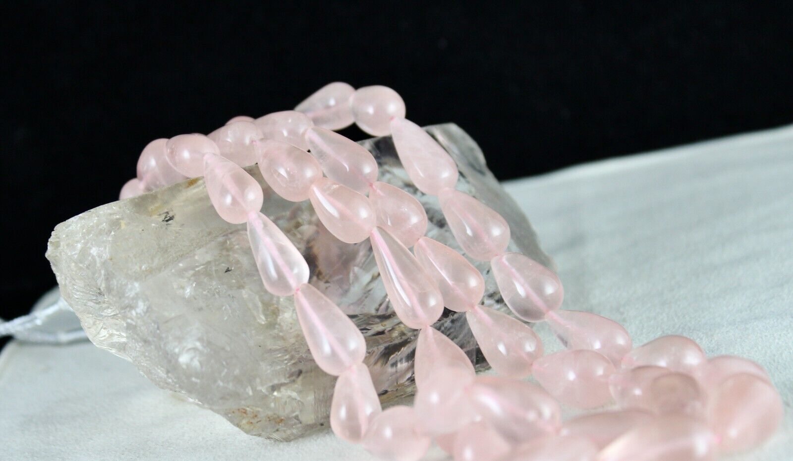 Natural Rose Quartz Beads Drops Cabochon 2 L 649 Ct Gemstone Fashion Necklace