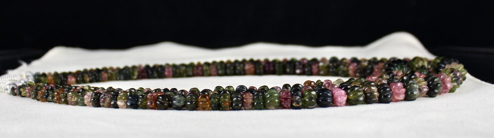 Certified Estate Natural Multi Tourmaline 920ct Melon Carved Gemstone Necklace