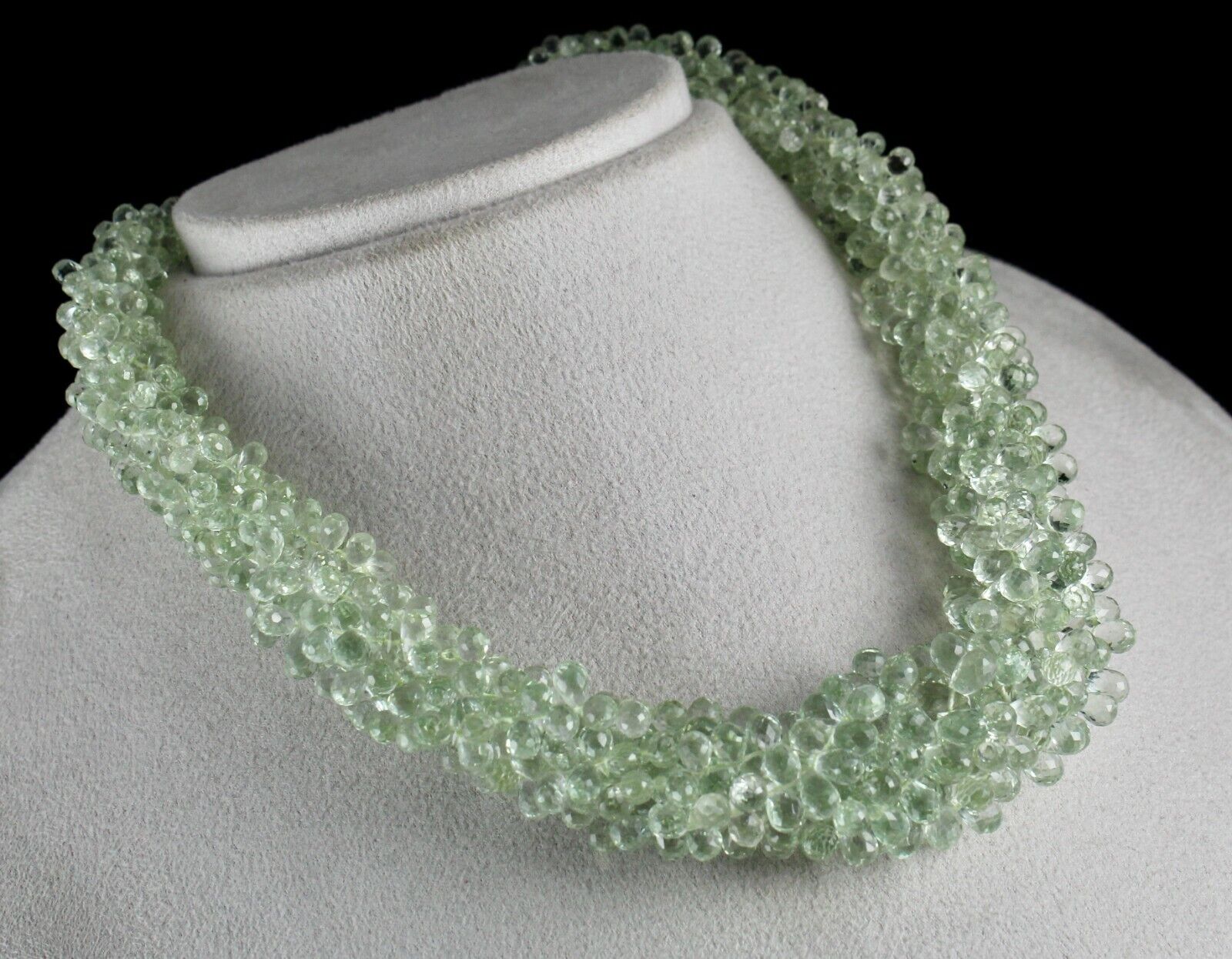 Natural Green Amethyst Beaded Teardrop 5 L 731 Ct Gemstone Fine Party Necklace