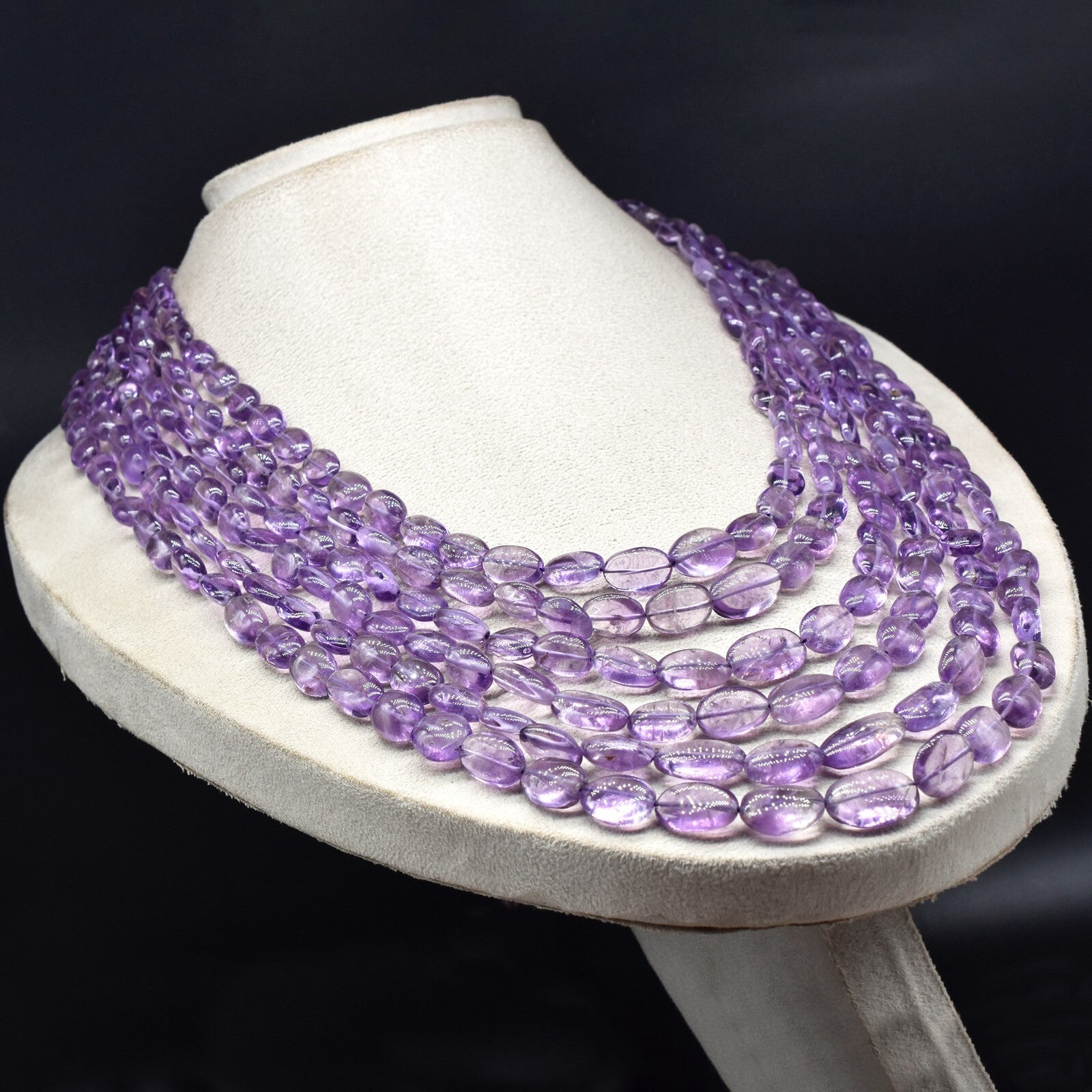 Long Natural Amethyst Beads 1245 Ct Purple Gemstone Fashion Necklace 6 L