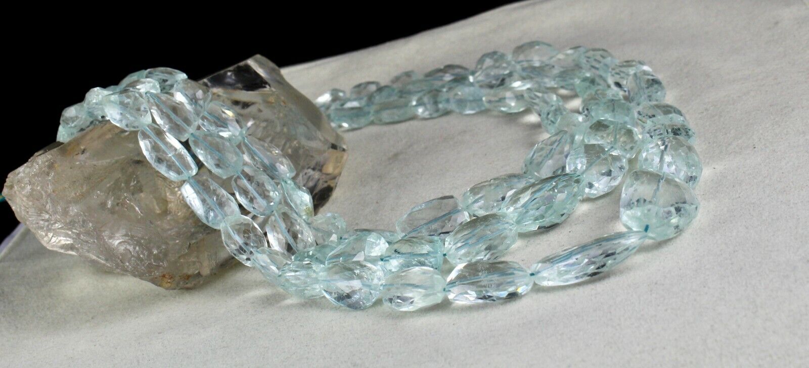 Natural Blue Aquamarine Beads Tumble Facets 3L 1228 Carats Beaded Stone Necklace