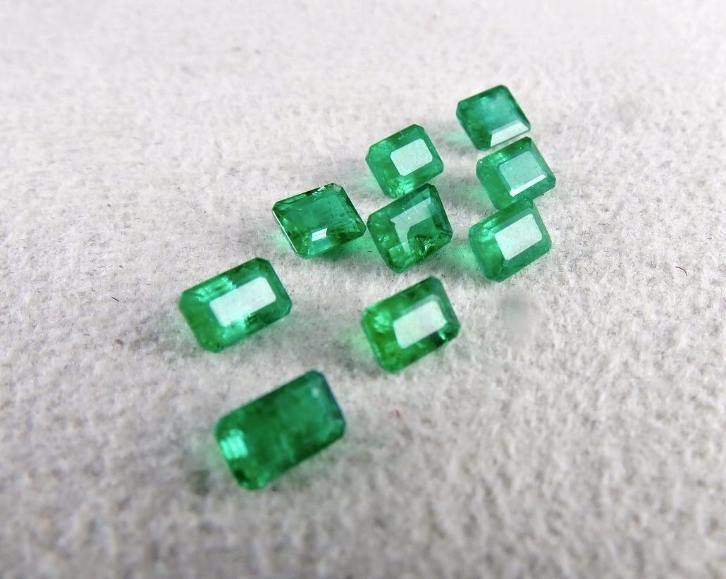 6X4 MM NATURAL EMERALD OCTAGON CUT 9 PCS 5.59 CARATS GEMSTONE DESIGNING JEWELS