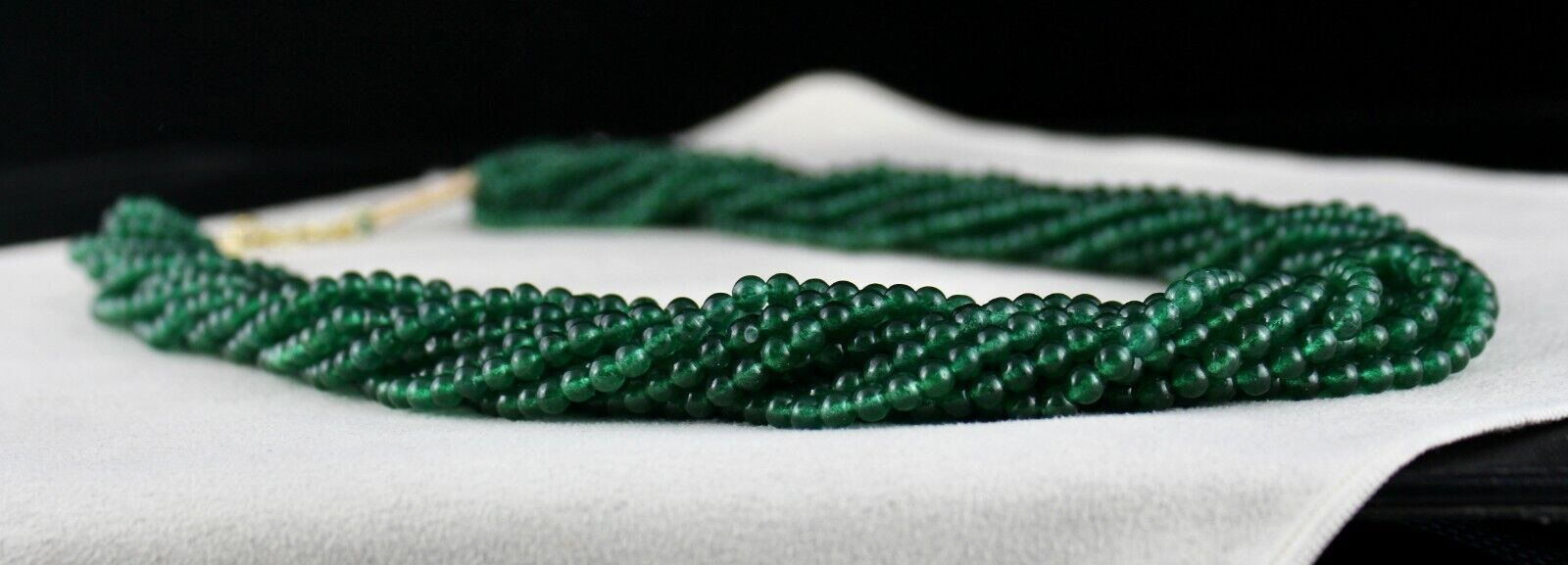 Emerald Colour Natural Green Quartz Aventurine Round Beads 11 L 831 CTS Necklace