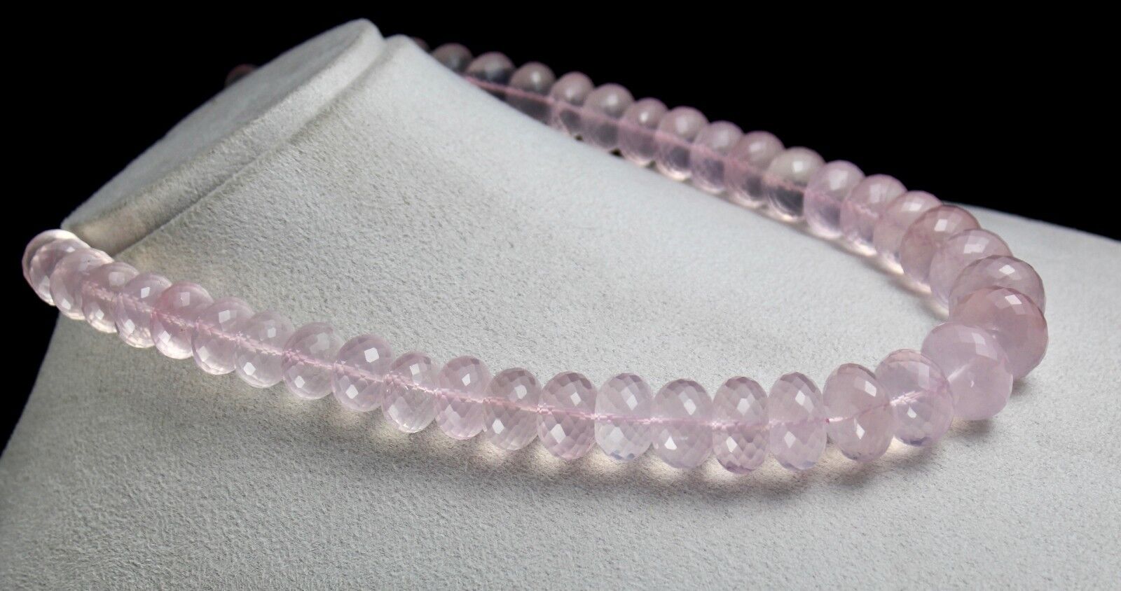 Natural Rose Quartz Beads Faceted 1125 Ct Pink Gemstone Silver Fashion Necklace