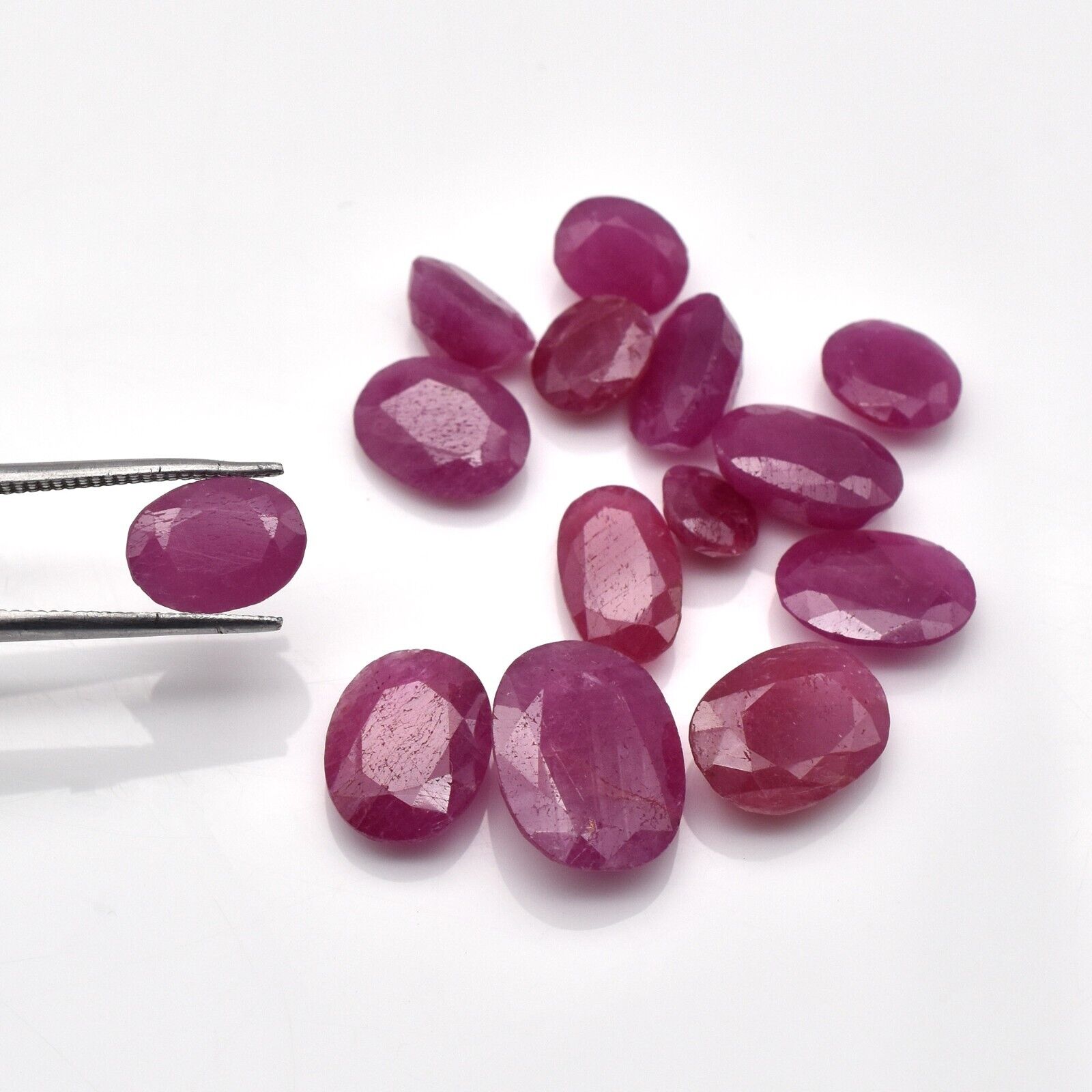 Natural Ruby Set Oval Cut 14 Pcs 36.15 Carats Untreated Gemstone Fine Designing