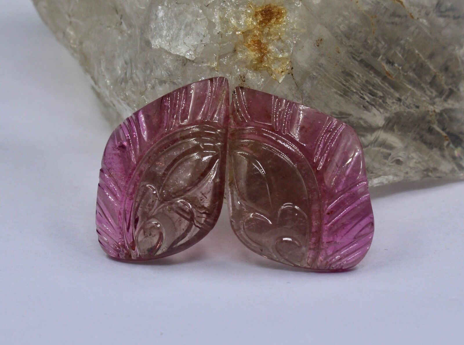 NATURAL MULTI TOURMALINE CARVED 30.55 CARATS SEMI PRECIOUS GEMSTONE FOR EARRING