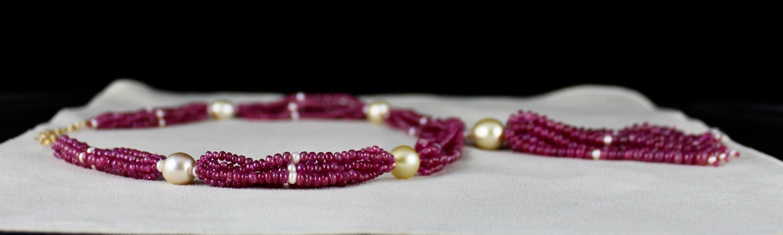 Certified Natural Burmese Ruby 617ct Gold Pearl Beads Necklace For Wedding Women
