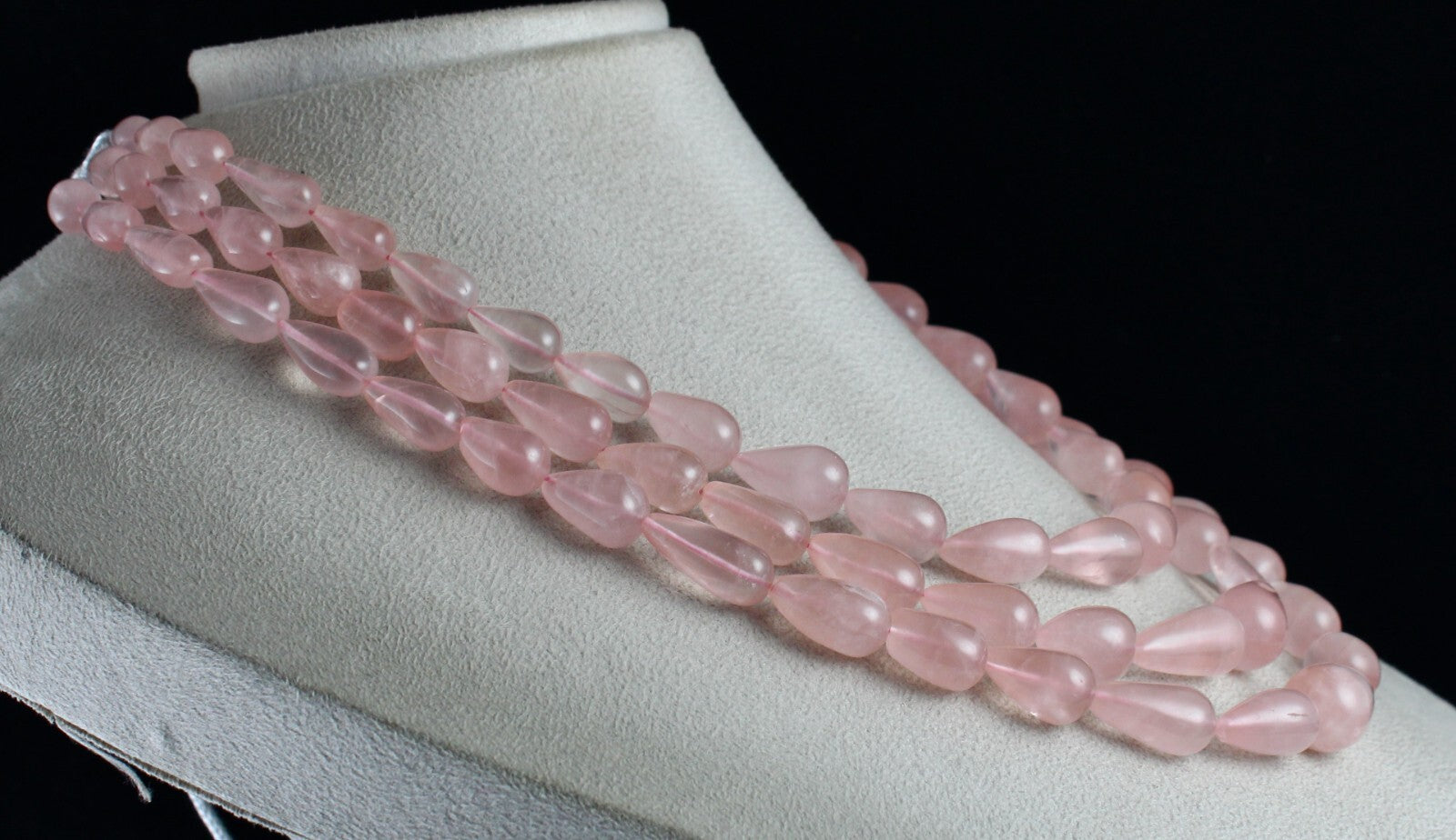 Natural 920 Cts Rose Quartz Beads Drops Cabochon Gemstone Necklace For Women