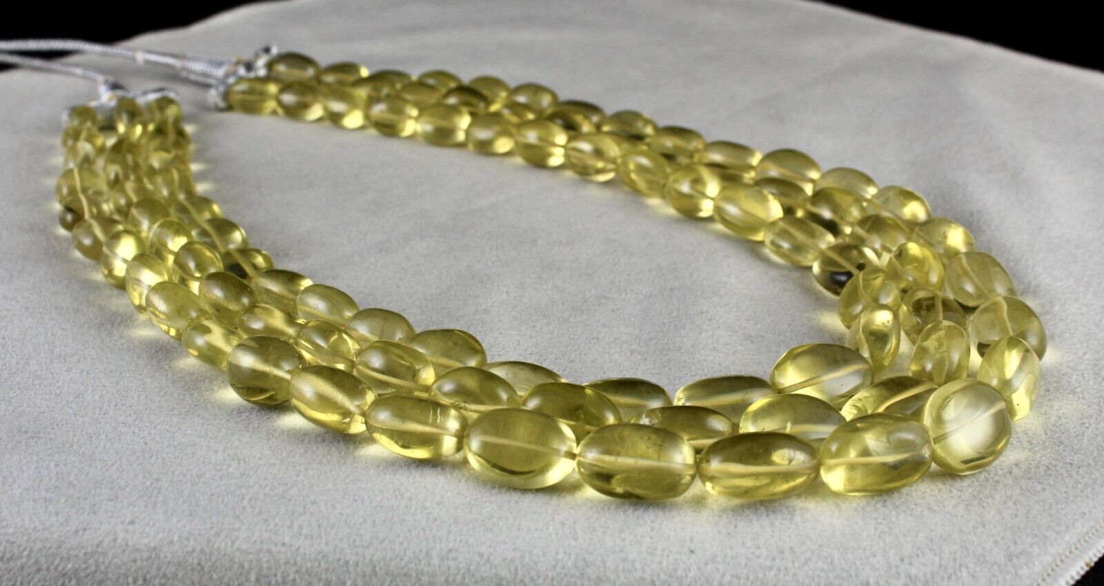 NATURAL LEMON QUARTZ BEADS LONG 3L 846 CT SEMI PRECIOUS YELLOW GEMSTONE NECKLACE