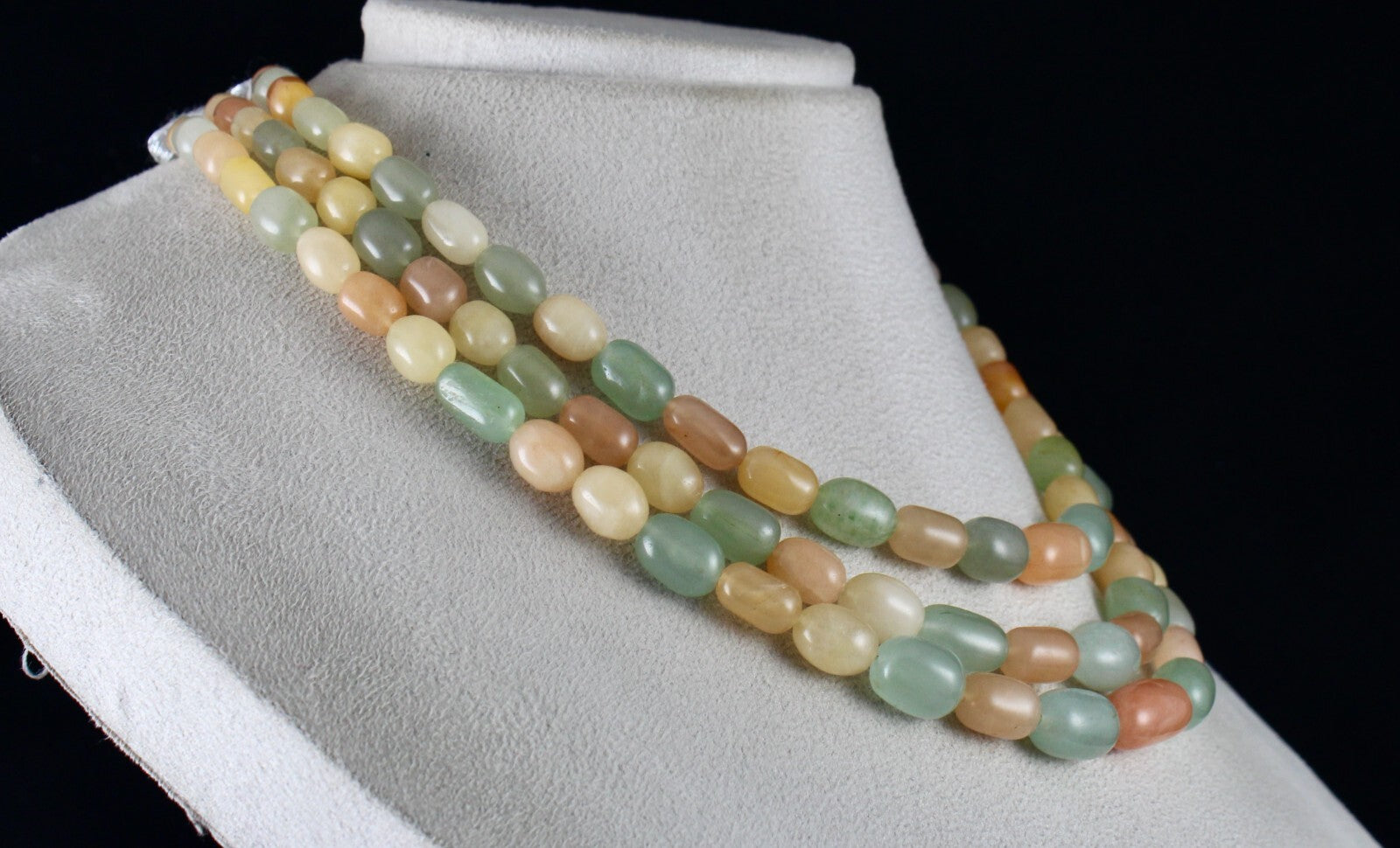 Vintage Necklace Natural Orange Quartz Aventurine Jade 677ct Gemstone Beads