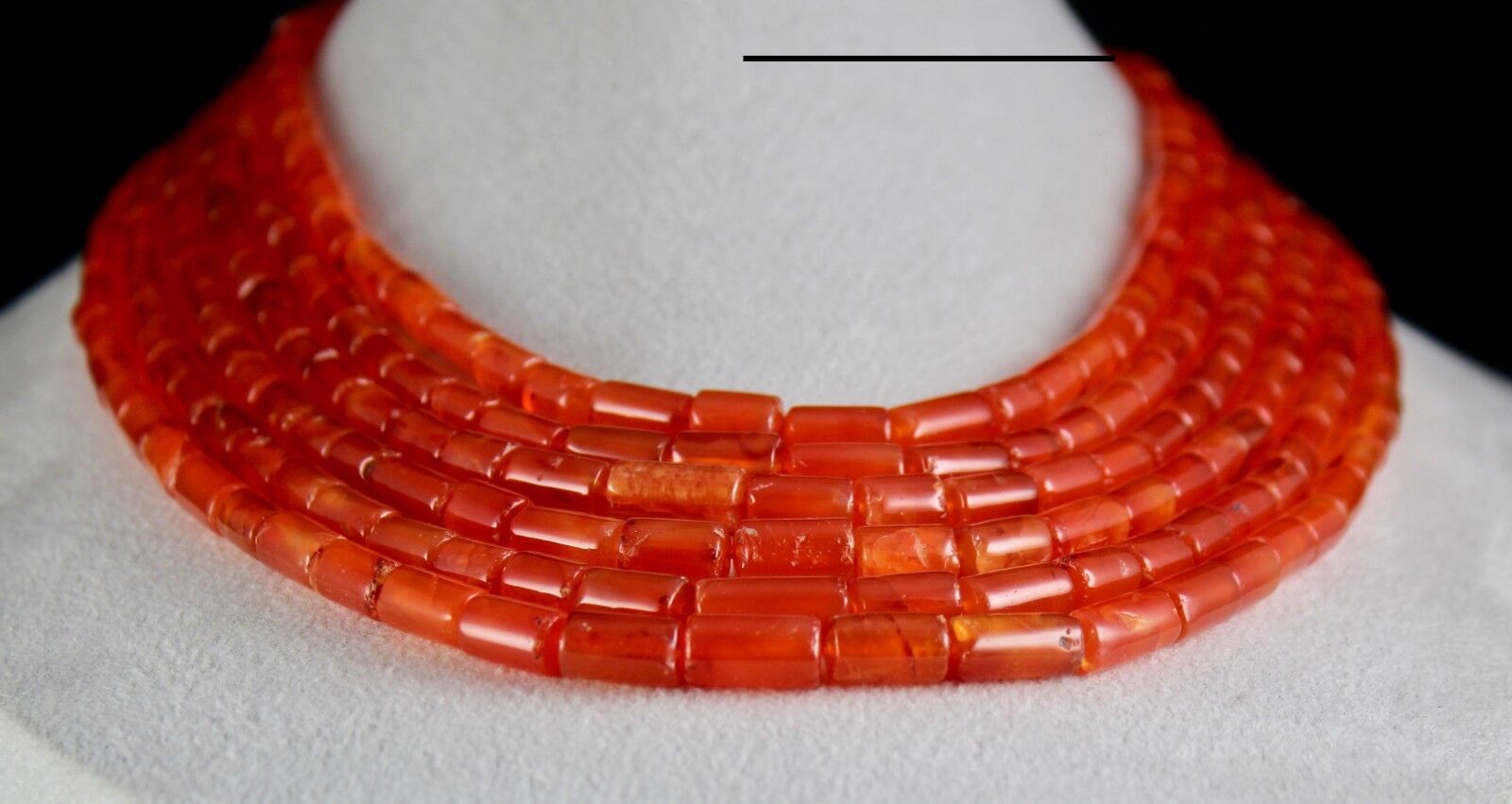 Natural Carnelian Beads Fancy Tube 6 L 1017 Ct Orange Gemstone Fashion Necklace