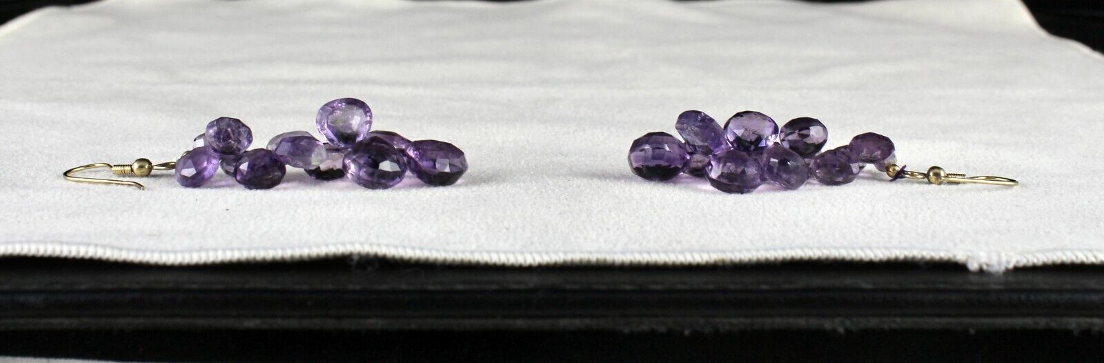 NATURAL AMETHYST BEADS TEAR DROPS 80 CARATS GEMSTONE METAL FASHION EARRING