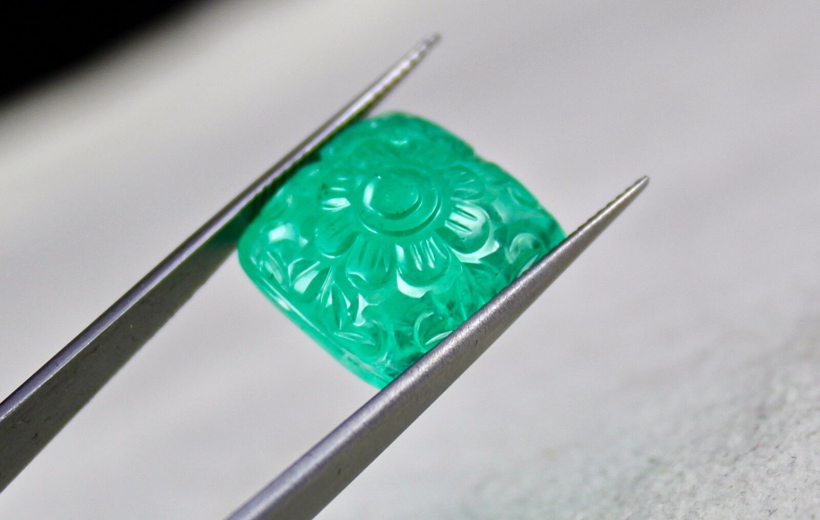 Natural Emerald Mughal Engraved 16mm Square 18.60 Ct Gemstone For Ring Pendant