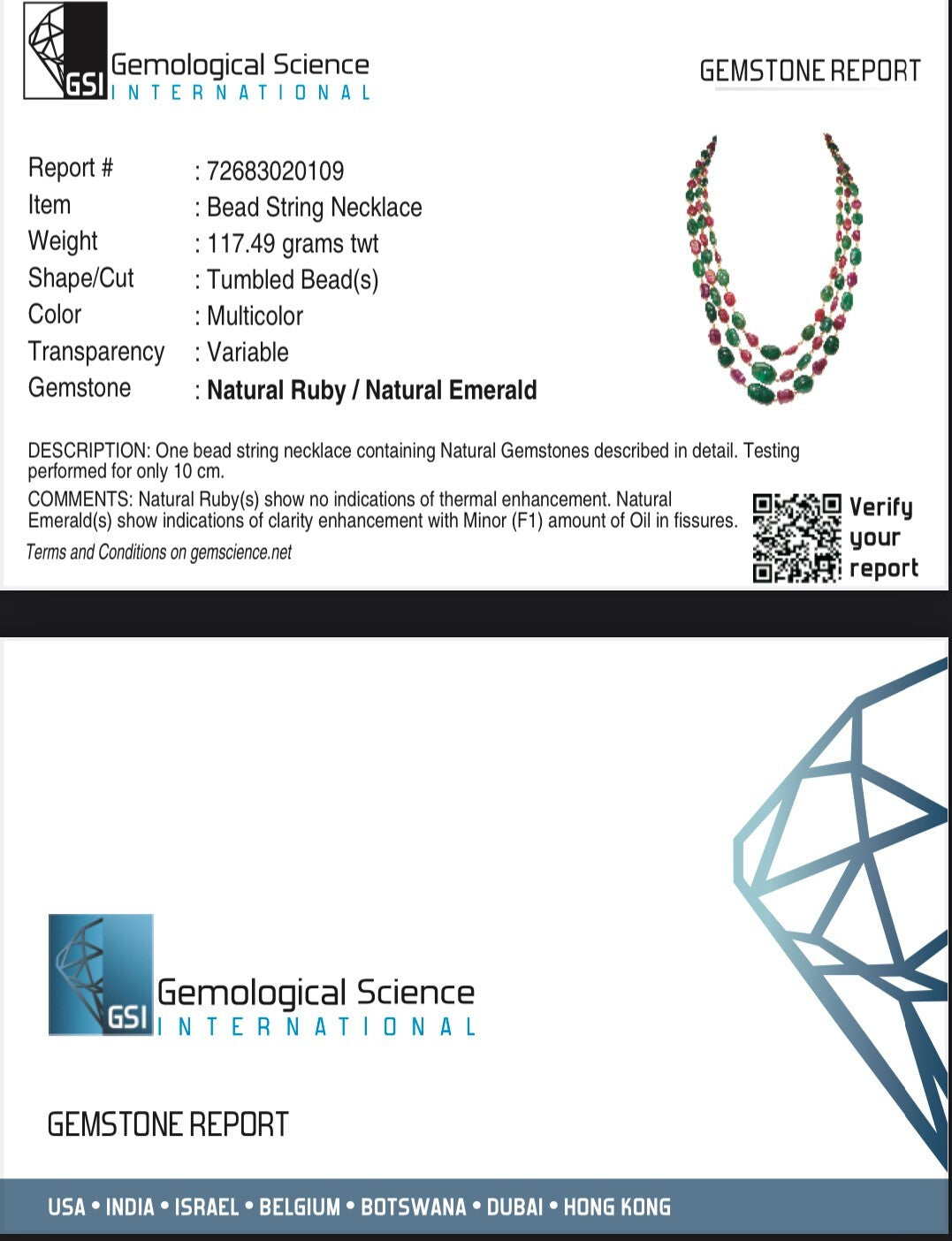 Certified Antique 18k Gold Natural Emerald Burma Ruby Beads Necklace 587 Ct