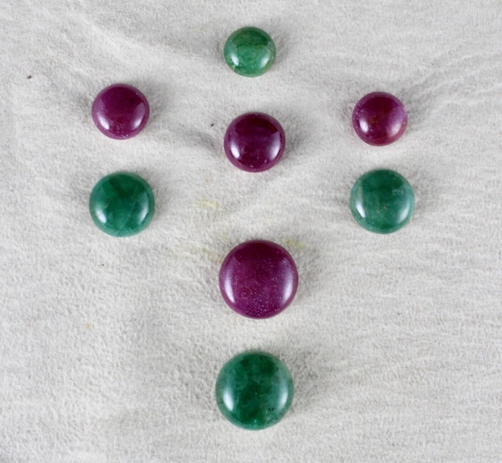 NATURAL RUBIES EMERALD CABOCHON ROUND 8 PC 61.40 CT LOOSE GEMSTONE SET DESIGNING