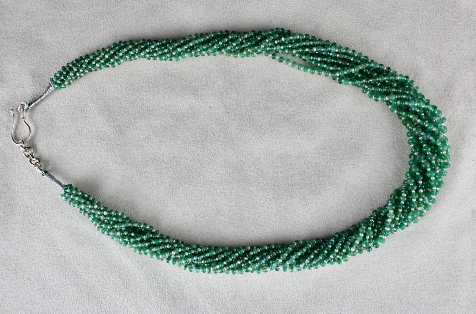 Certified Natural Zambian Emerald 371ct Pearl Beads Round 10 Line Necklace