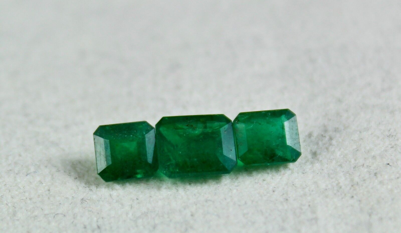 NATURAL ZAMBIAN EMERALD OCTAGON CUT GEMSTONE 3 PIECES 3.42 CARATS FOR DESIGNING