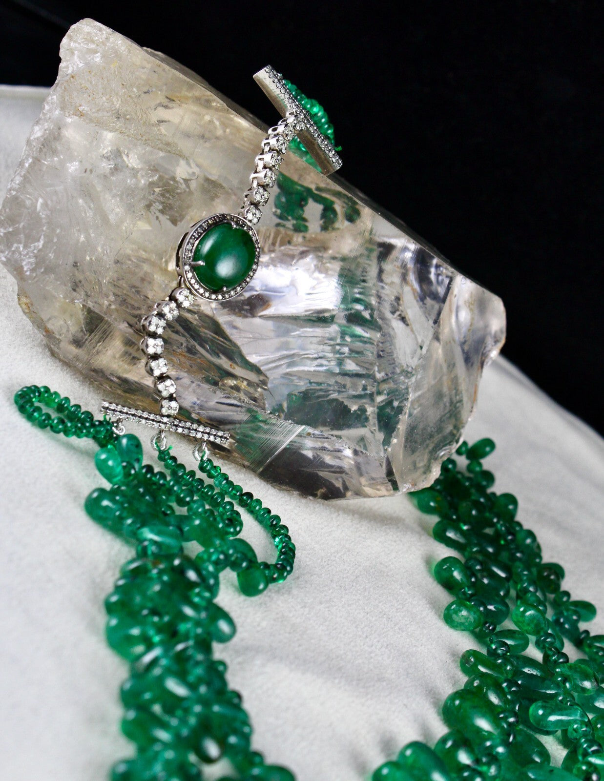 Certified Natural Emerald Diamond 552ct Teardrop Bead Necklace