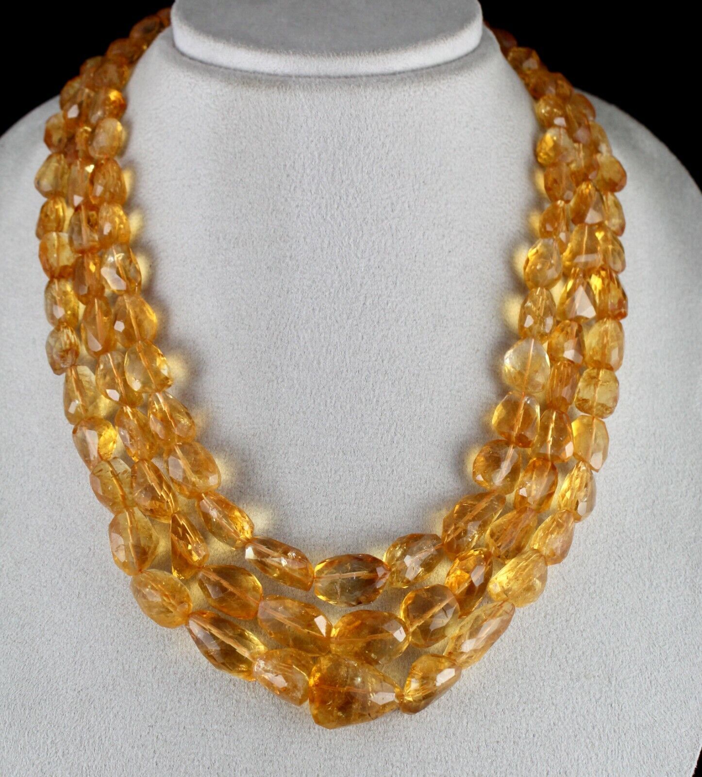 Natural Citrine Beads Faceted Tumble 1005 Ct Gemstone Silver Fashion Necklace