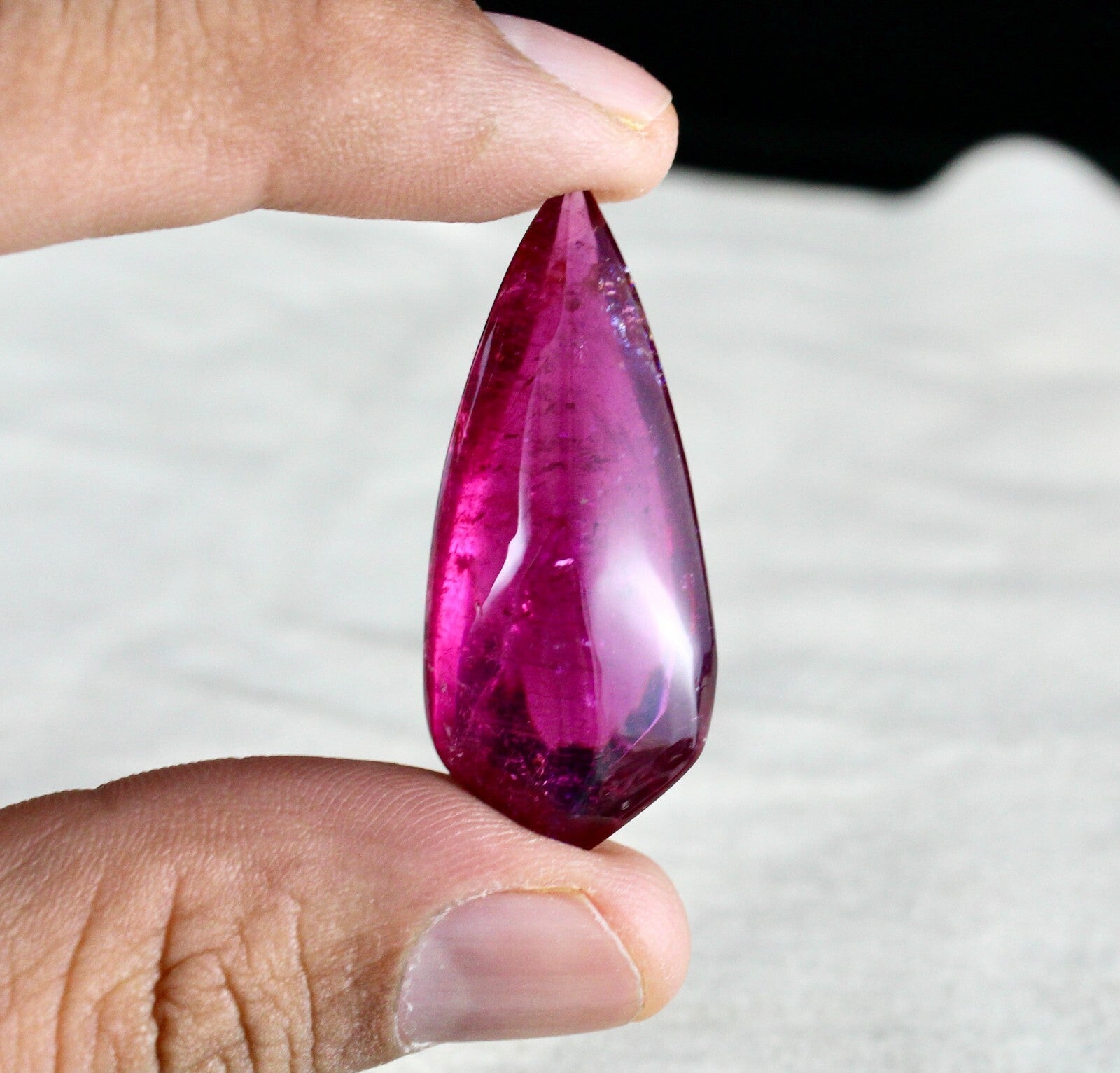 Certified Natural Rubellite Pink Tourmaline Pear Cab 55.05 Ct Aa+ Gemstone