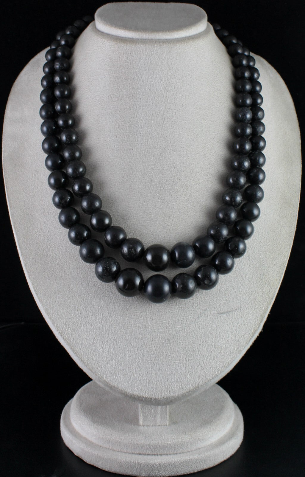 Natural Black Jade 19mm Round Beads Necklace 1658 Ct Gemstone Fashion For Women