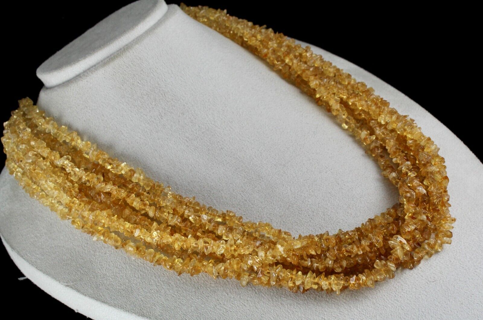 NATURAL YELLOW CITRINE UNCUT BEADS 9 LINE 1325 CARATS GEMSTONE SILVER NECKLACE