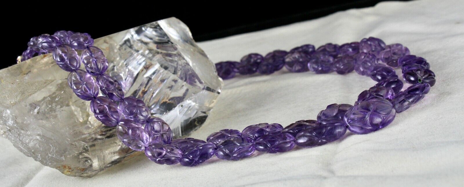 ANTIQUE NATURAL AMETHYST BEADS CARVED 2 LINE 478 CARATS GEMSTONE FINE NECKLACE