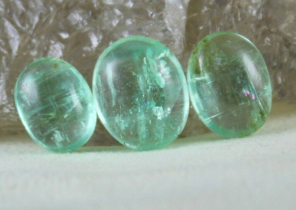 NATURAL COLOMBIAN EMERALD OVAL CABOCHON 3 PCS 17.44 CARATS GEMSTONE RING PENDANT