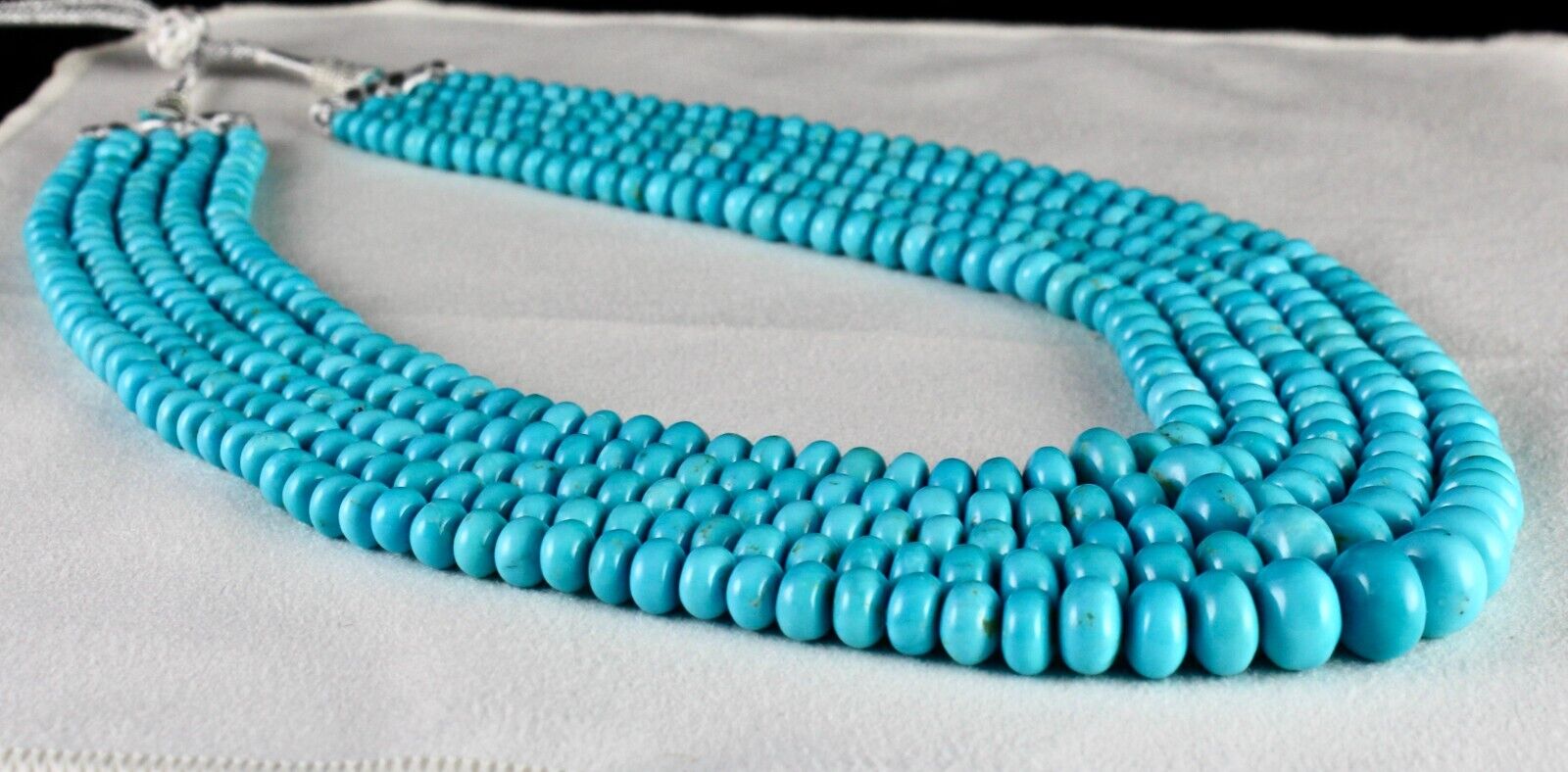 Natural Real Turquoise Beads Round 5L  837 Ct Blue Gemstone Important Necklace