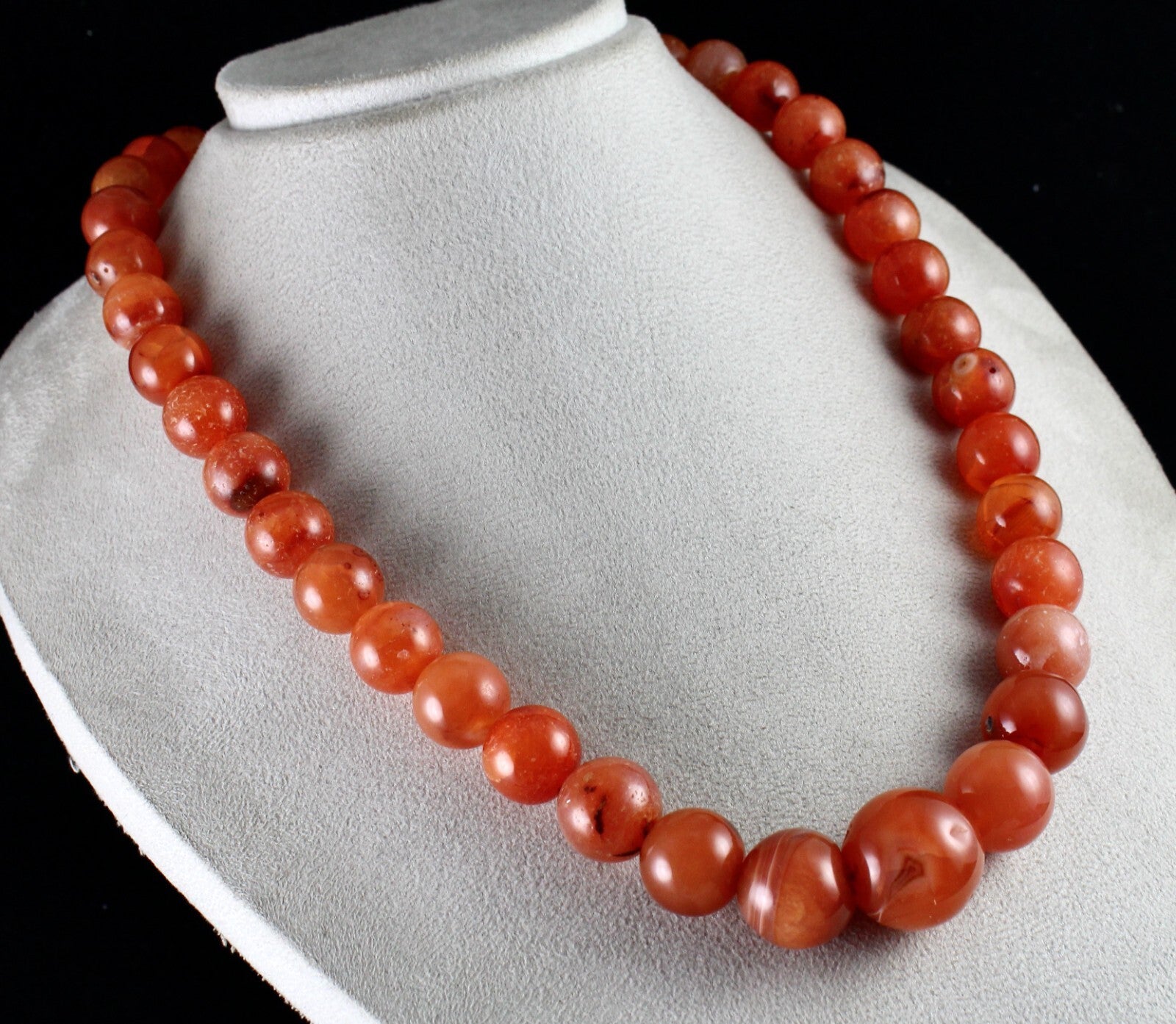 Orange Carnelian Beads Necklace 1173 Ct Round Gemstone Fashion For Women