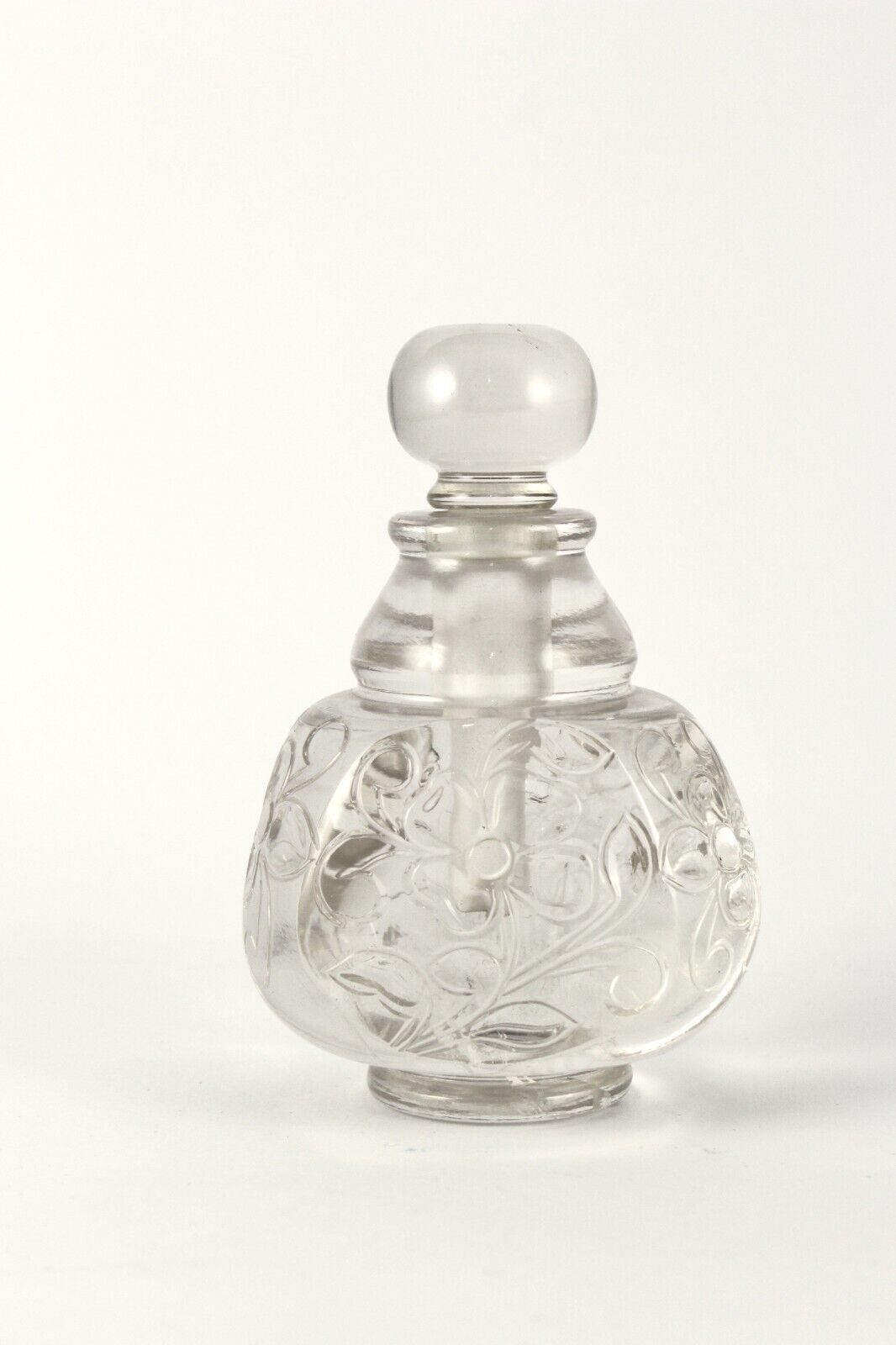 HAND CARVED NATURAL ROCK CRYSTAL QUARTZ 2000 CTS CARVED PERFUME BOTTLE FOR DECOR