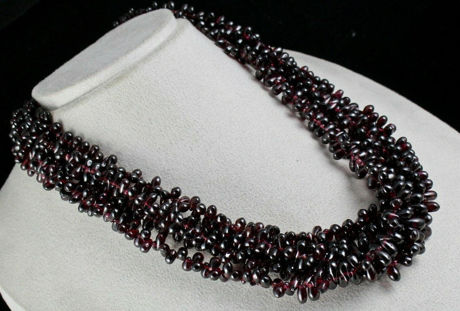 Natural Red Garnet Tear Drop Beads Necklace 5 L 1556 Ct Fashion Gemstone