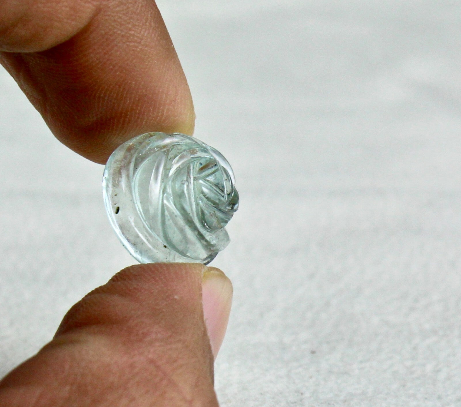 Natural Blue Aquamarine 12.48 Ct Flower Carved Gemstone Ring Pendant For Women