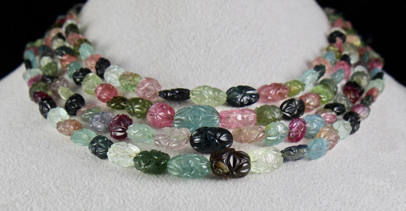 Certified Natural Multi Tourmaline Aquamarine Beads 564 Ct Gemstone Old Necklace