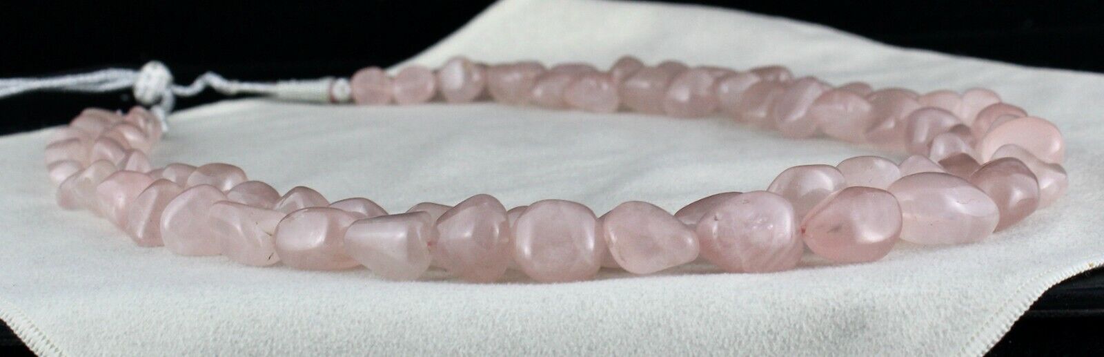 Natural Rose Quartz Beaded Necklace 2 Line 1109 Carats Nuggets Gemstone Strings