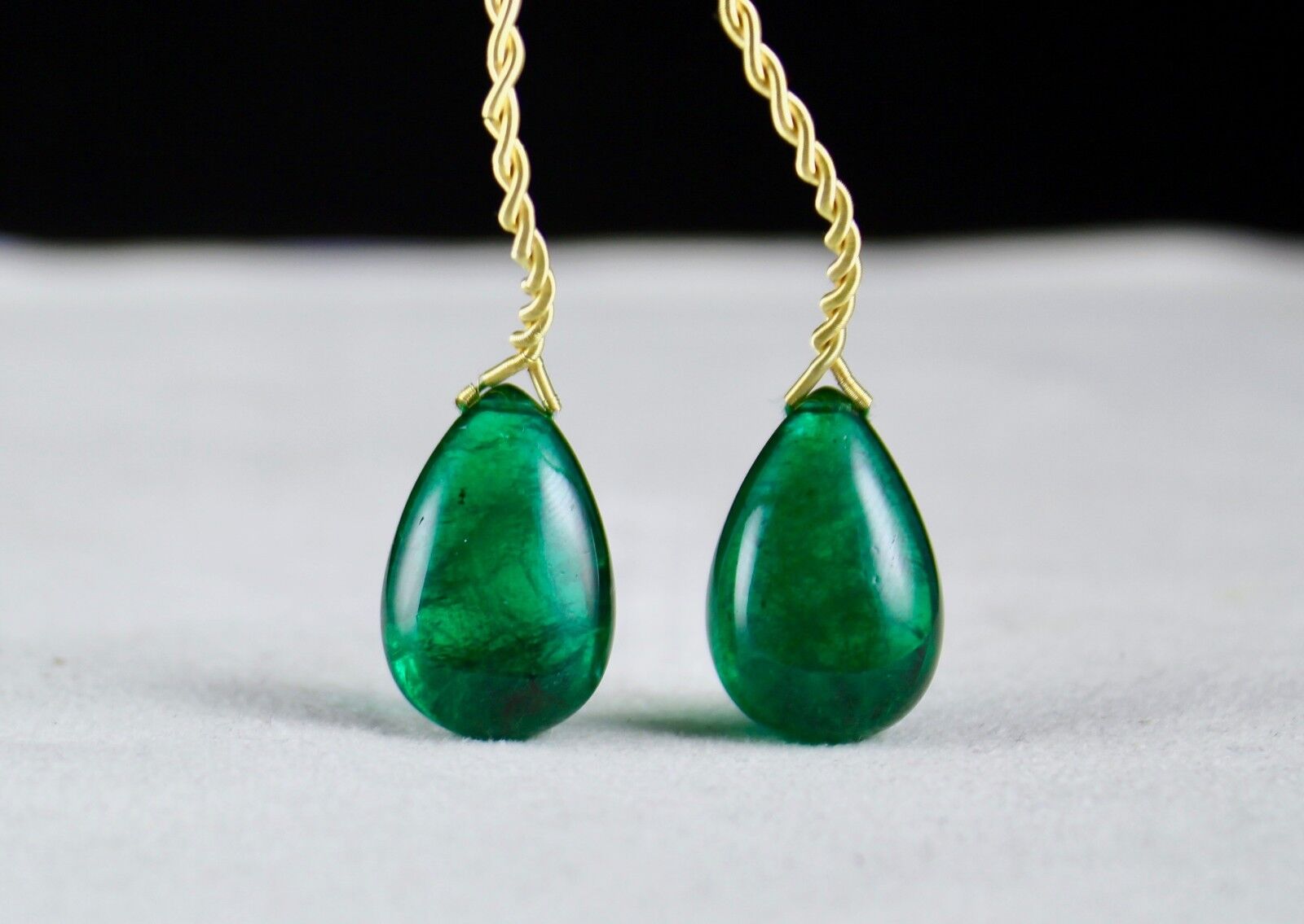 22X14 MM NATURAL ZAMBIAN EMERALD PEAR TEARDROPS 43 CARATS GEMSTONE EARRINGS