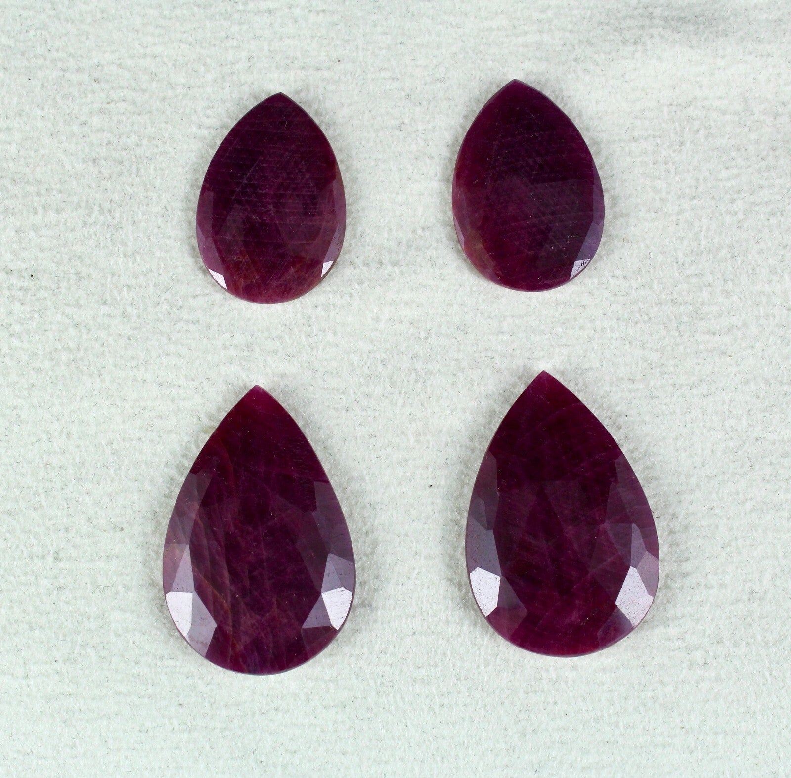 Natural Unheat Ruby Pear Faceted Cabochon 4pc 110ct Loose Gemstone Earrings