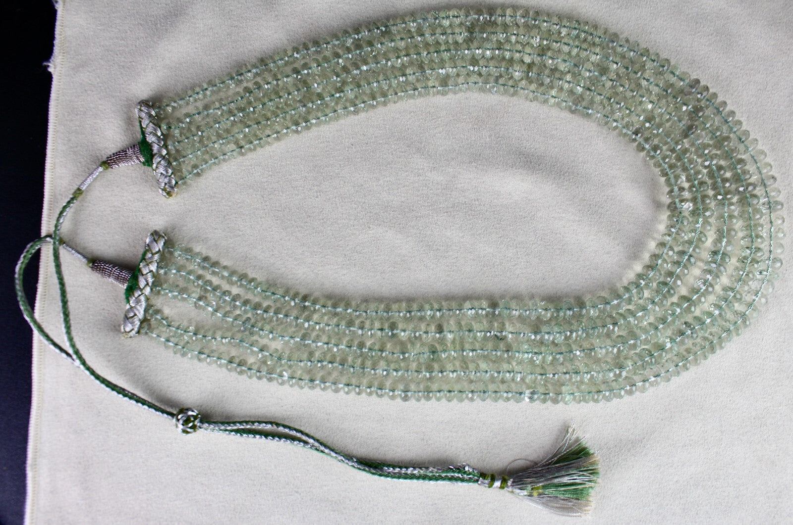 Certified Green Amethyst Faceted Round 935 Ct Beads Fashion Necklace For Women