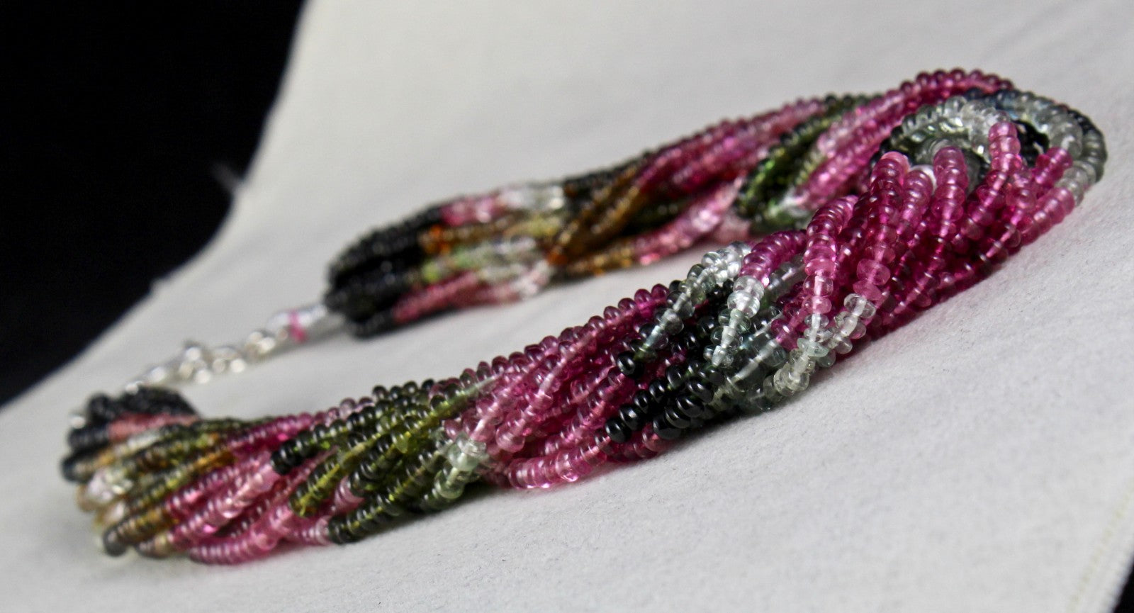 Certified Natural Multi Tourmaline 568 Ct Sterling Silver Round Gem Necklace