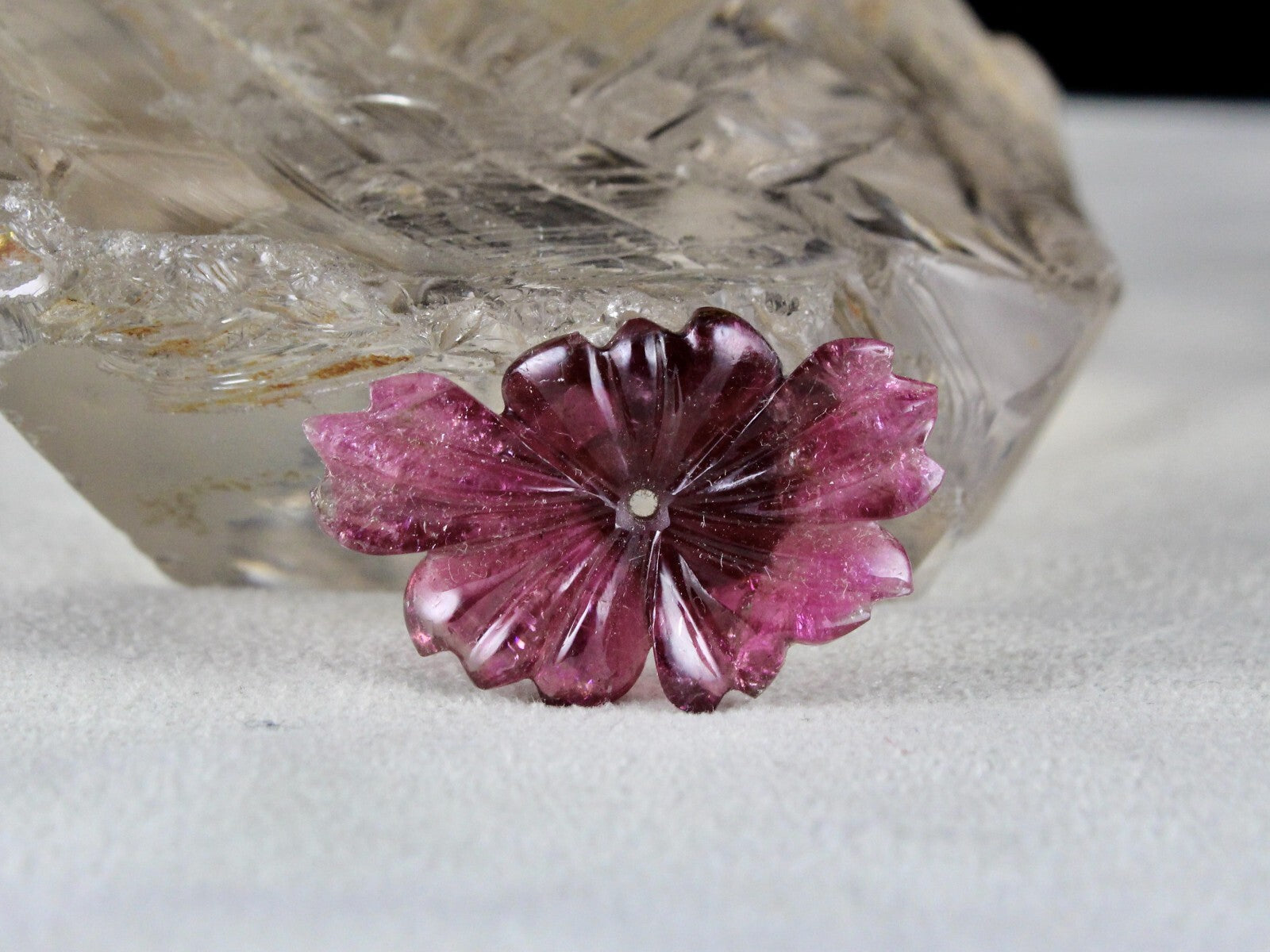 Natural Tourmaline 22.69 Ct Carved Flower Gemstone For Ring Pendant Design