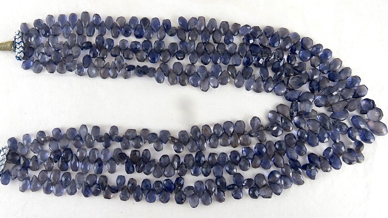 Natural Iolite Beads Teardrop 3 L 870 Ct Blue Gemstone Fashion Necklace