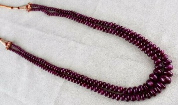 NATURAL UNHEATED RUBY BEADS ROUND 2 LINE 382 CARATS GEMSTONE COLLECTION NECKLACE