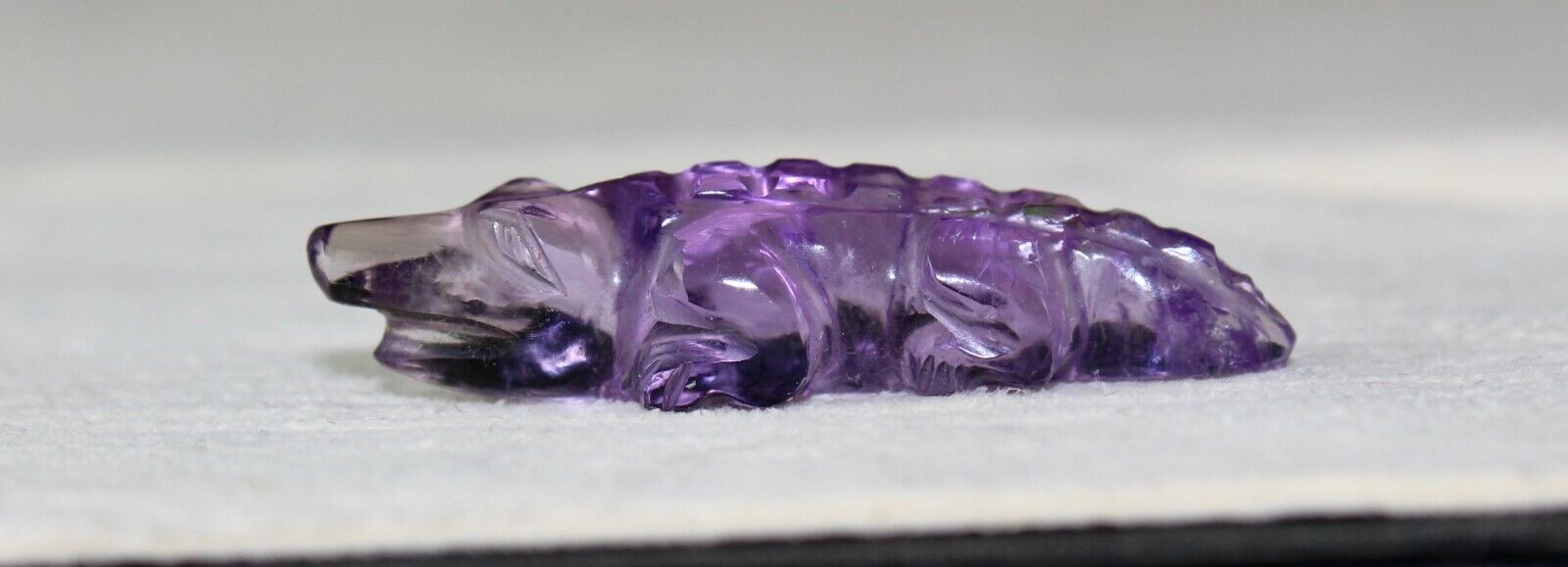 NATURAL BRAZILIAN AMETHYST CARVED CROCODILE 22.82 CARATS GEMSTONE PENDANT DESIGN