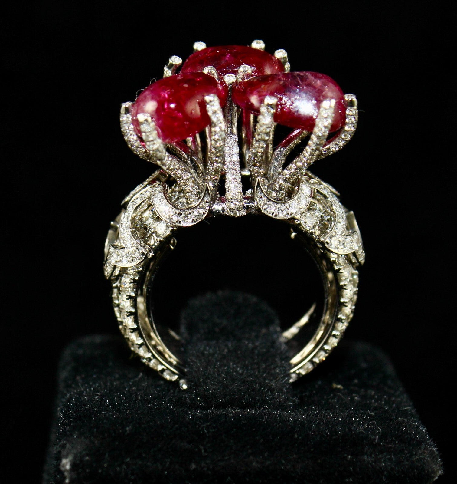 Certified Burmese Ruby 10ct Natural Diamond 18k Gold Important Cocktail Ring