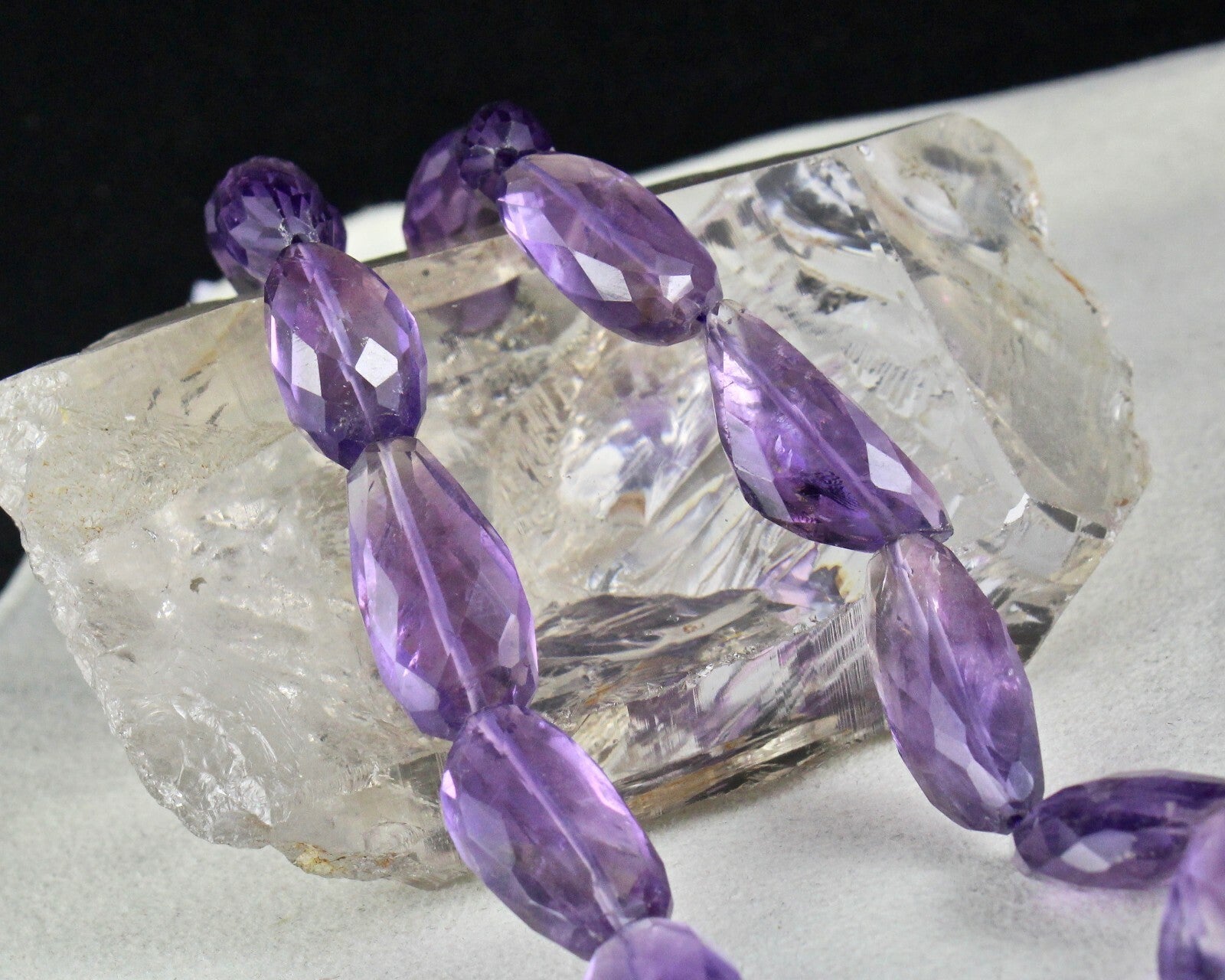 Fine 528 Ct Natural Amethyst Beads Necklace Faceted Gemstone Sterling Silver