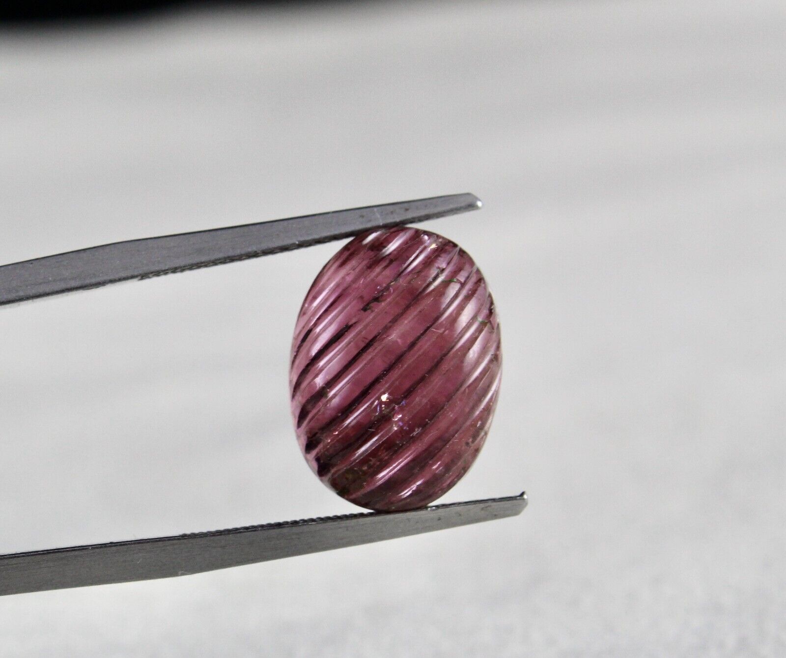 NATURAL PINK TOURMALINE CARVED OVAL CABOCHON 14X11 MM 8.60 CT FINE GEMSTONE RING