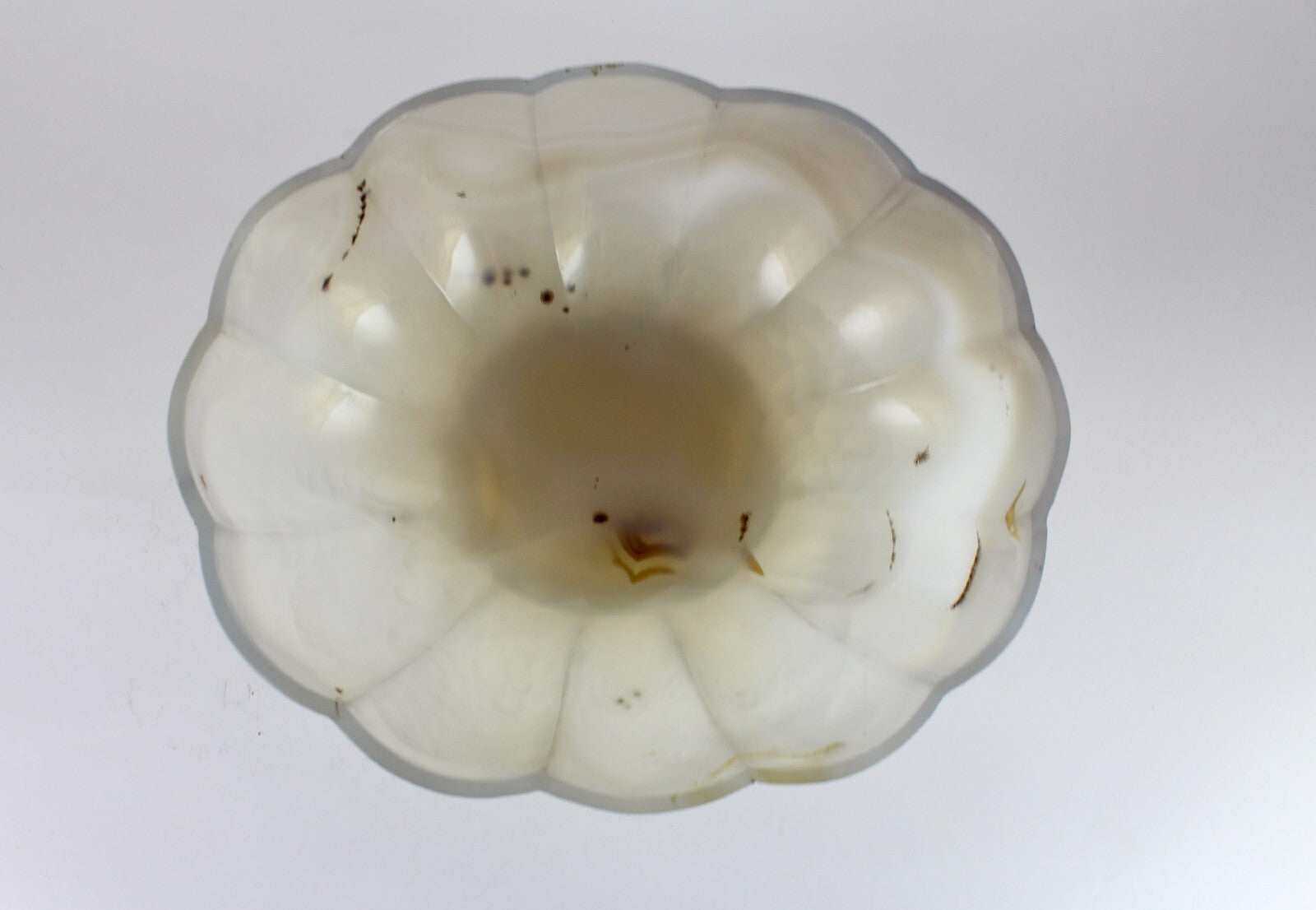 Certified Handmade Natural Chalcedony 2410 Ct Carved Oval Gemstone Bowl Decor